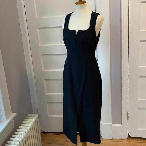 NWT Zara Square Neck Fitted Midi Dress - Picture 14 of 17